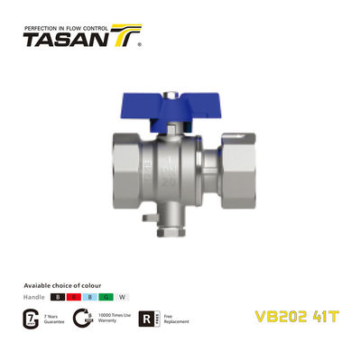 VB202 41T messing TSP kogelkraan met wartelmoer en vlinder aluminium handgreep PN 20Bar